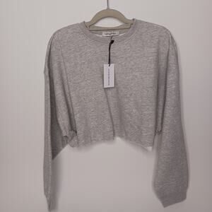 WE WORE WHAT CROPPED SWEATSHIRT, XL,NWT, GREY, LONG SLEEVE
